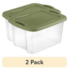 (2 pack) 40 Quart EZ Carry, Plastic Storage Bin, Full-Grip Handles, Green