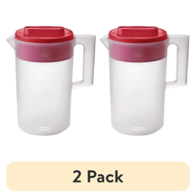(2 pack)Simply Pour Clear/Red Pitcher Plastic 1 gal