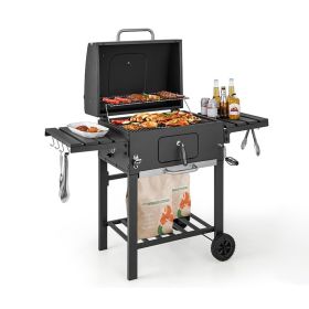 Outdoor BBQ Charcoal Grill with Bottom Storage Shelf