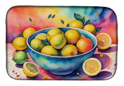 Colorful Lemons Dish Drying Mat Absorbent Dish Drying Mat Pad for Kitchen Counter Dish Drainer Mat for Countertop, 14 x 21", Multicolor